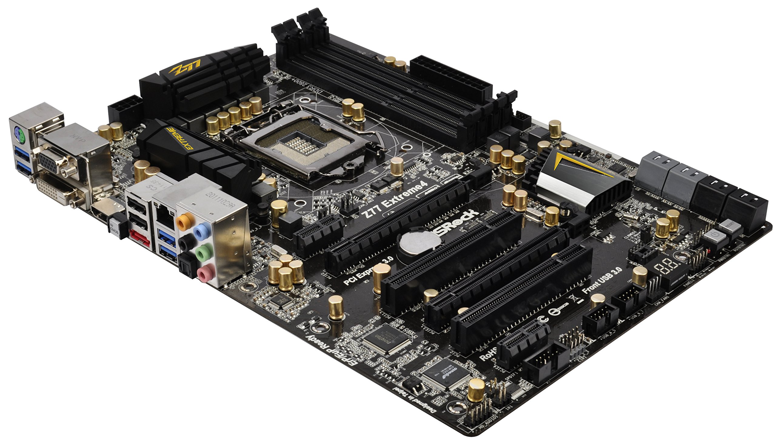 AS Rock Z77 EXTREME4 LGA1155/ DDR3/ SATA3 and USB3.0/ Quad CrossFireX and Quad SLI/ A and GbE/ ATX Motherboard product image