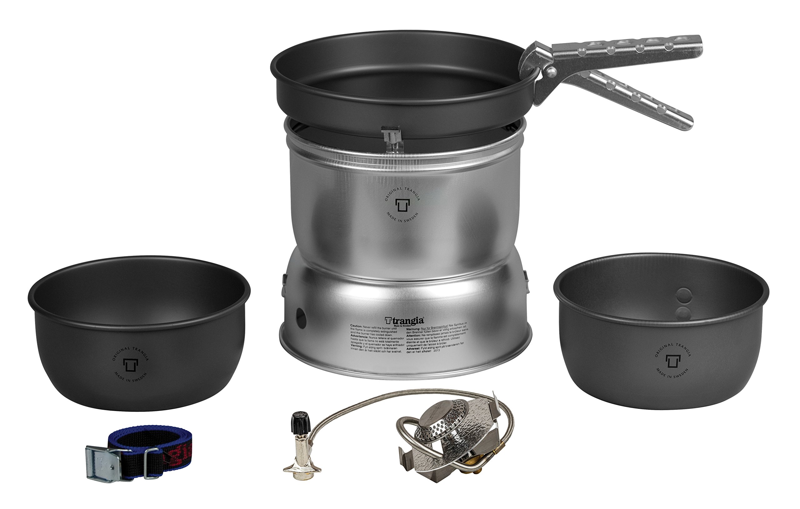 Trangia - 27-7 Hard Anodized Cookset with Gas Burner | Includes: Gas Stove, 2 Pots, 1 Frypan, Upper & Lower Windshields, Pot Gripper, Strap product image
