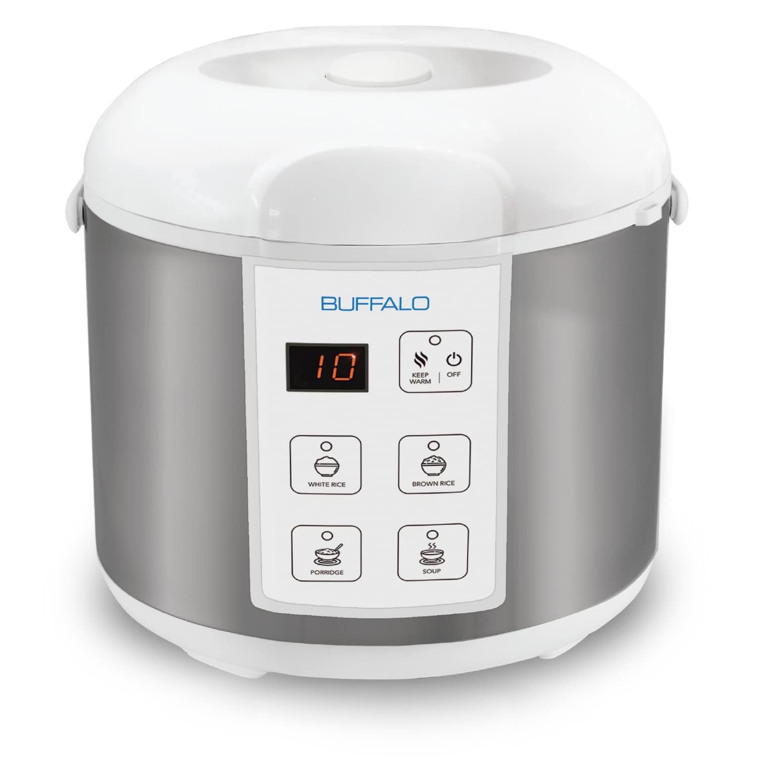 Buffalo Classic Rice Cooker with Clad Stainless Steel Inner Pot - Electric Rice Cooker for White/Brown Rice, Grain - Easy-to-clean, Non-Toxic & Non-Stick, Auto Warmer 5 Cup product image