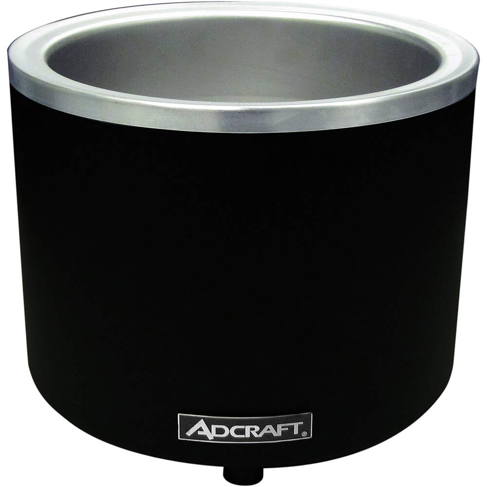 Adcraft FW-1200WR/B Countertop Soup Warmer with Thermostatic Controls, Food Cooker, Black Stainless Steel, 1200-Watts, 120v,7 quarts product image