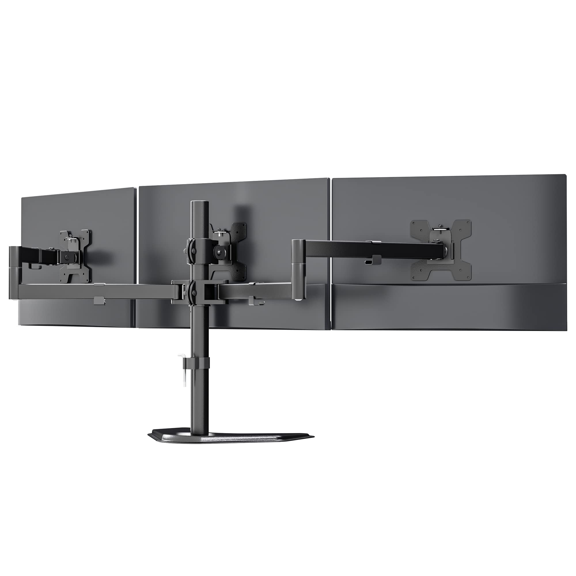 WALI Triple Monitor Stand, Free Standing Three LCD Monitor Fully Adjustable Desk Mount Fits 3 Screens up to 27 inch, 22 lbs Weight Capacity per Arm MF003, Black product image