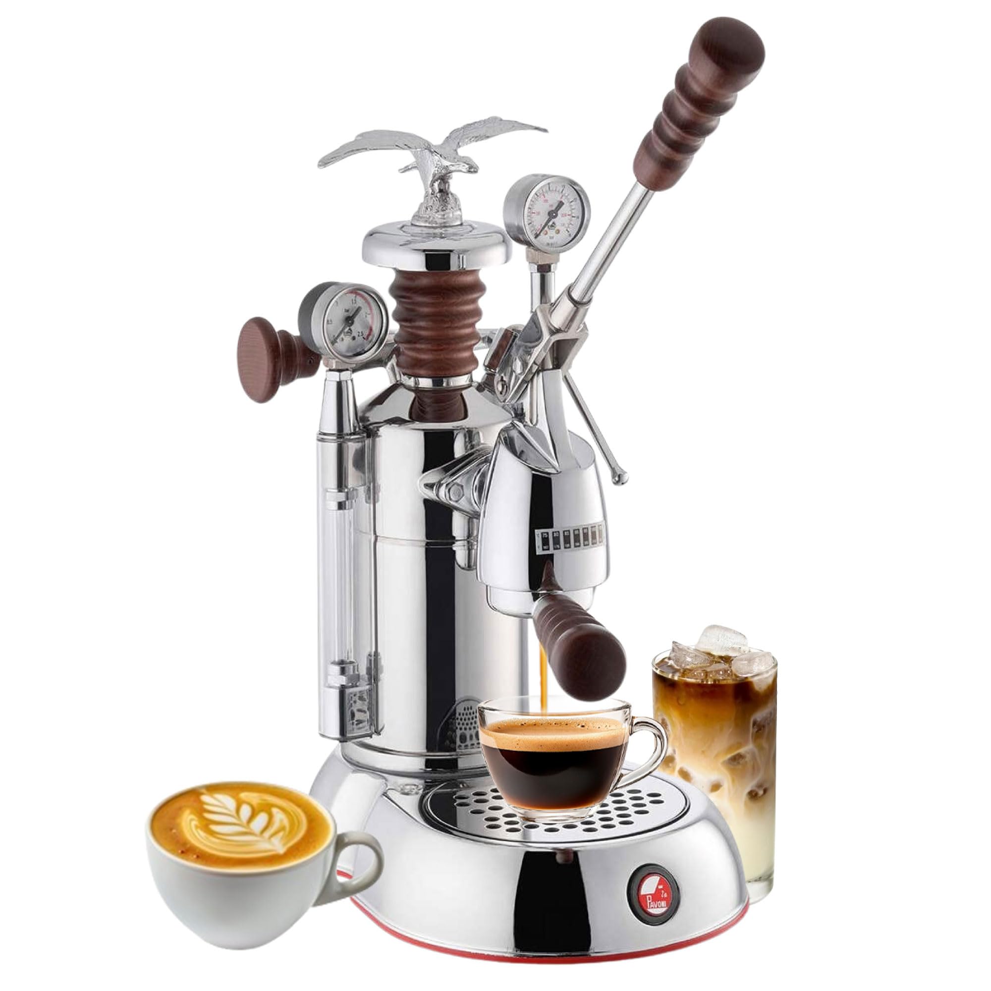 La Pavoni Esperto Abile 16-Cup Lever Espresso Machine - Chrome Finish product photo