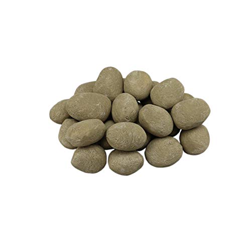 HMB 24 Pcs Khaki Stone-Like Ceramic Pebbles for Gas fireplaces, Stove, Gas firepit product image