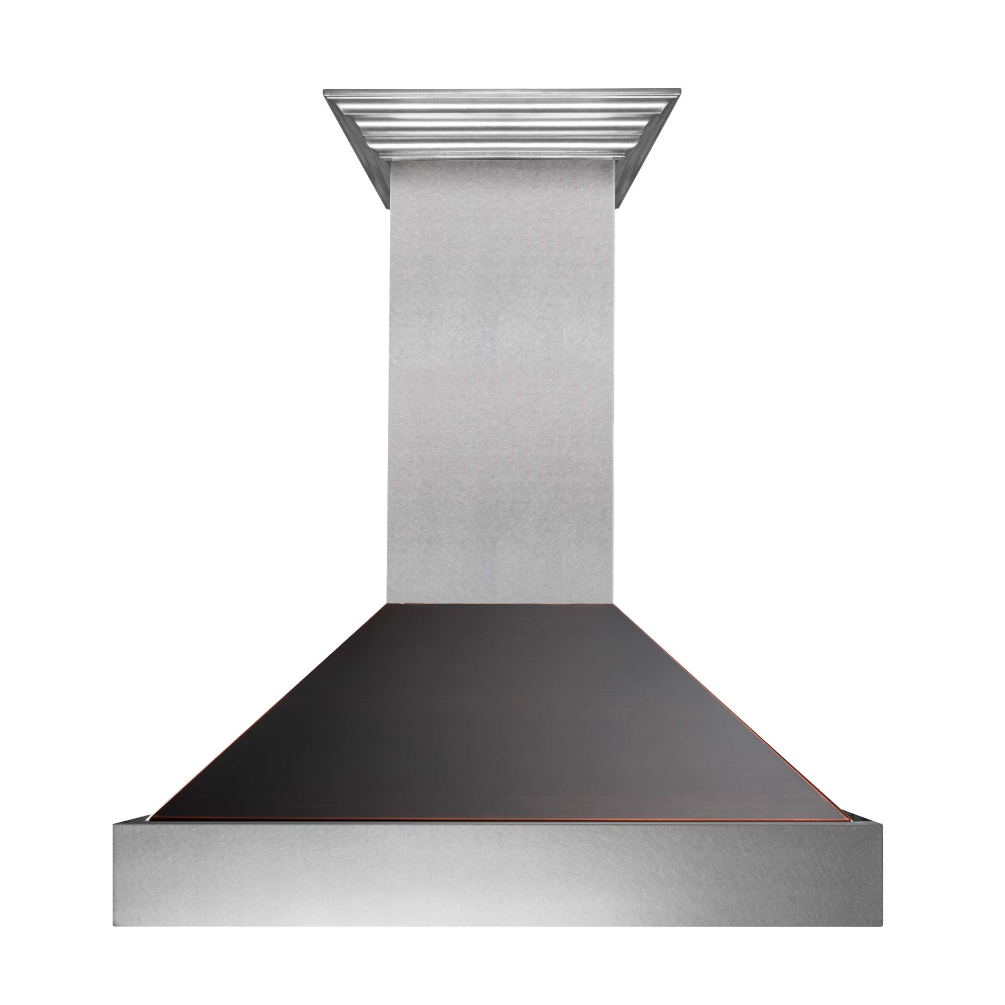 ZLINE 36 in. Ducted Satin Stainless Steel Wall Mount Range Hood with Oil Rubbed Bronze Shell 8654ORB-36 product image