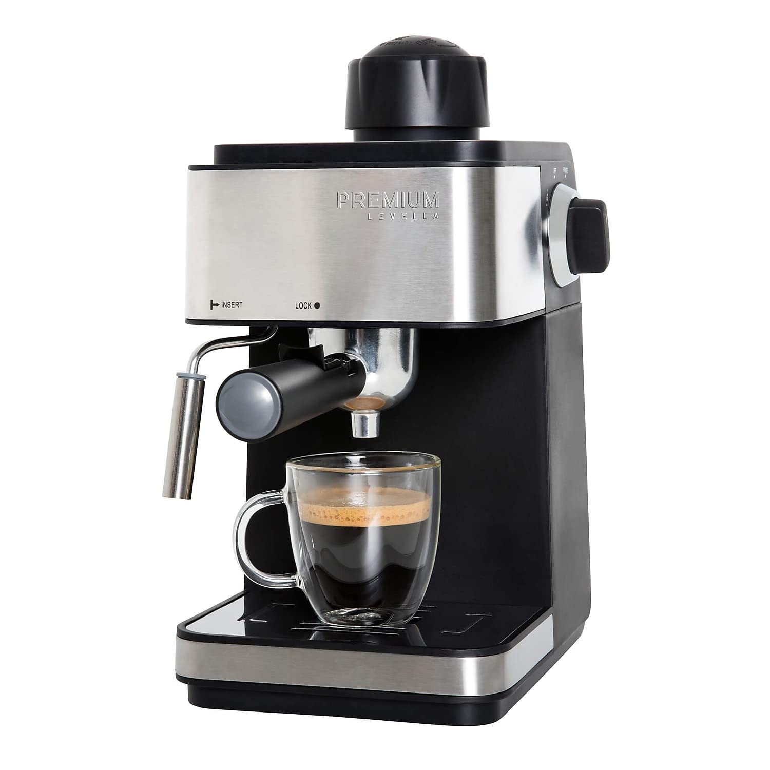 Premium Levella 4-Cup Espresso, Cappuccino and Latte Maker Black PEM351 product image