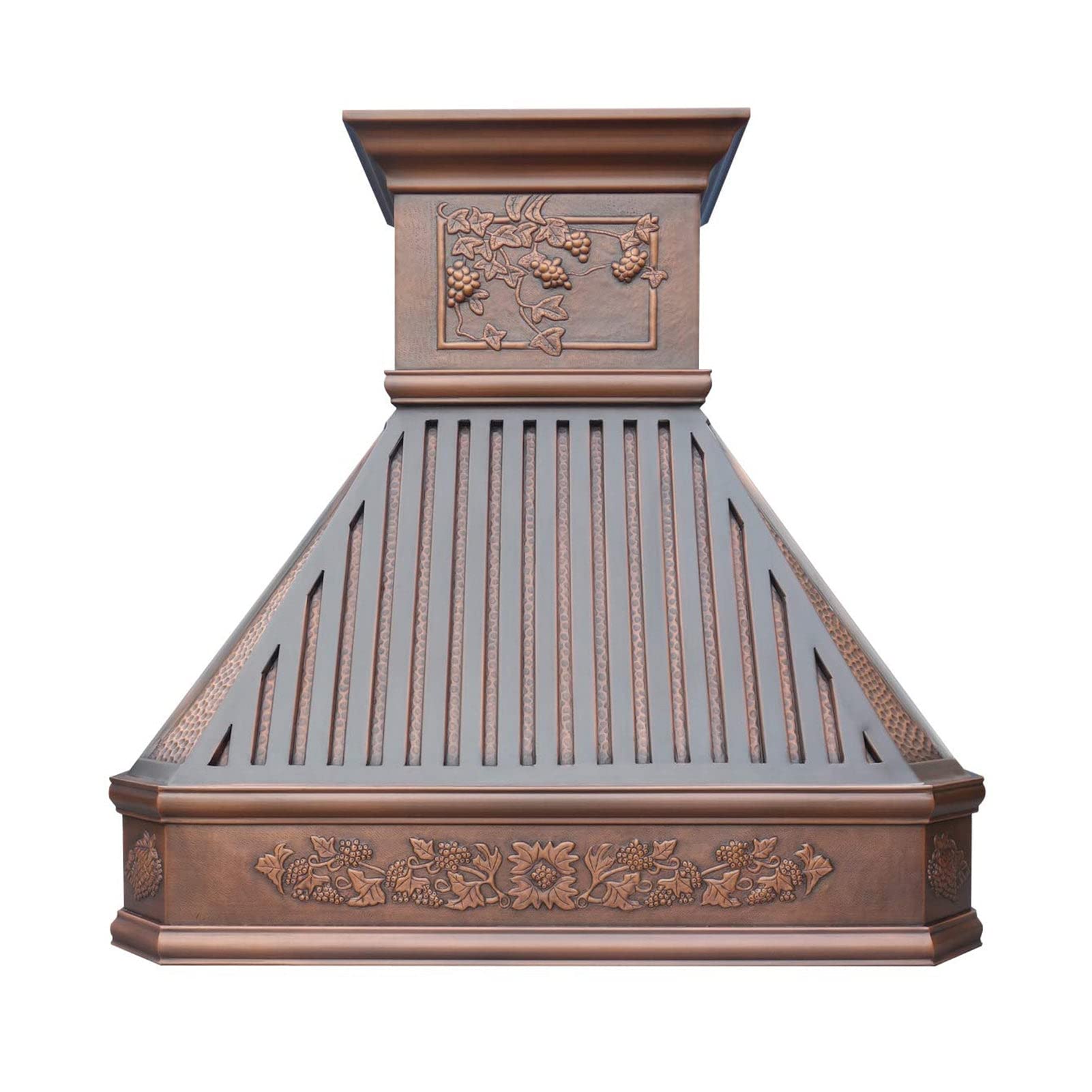 SINDA Wall Mount Hammered Copper Kitchen Oven Hood with Efficient Range Hood Insert, 30"Wx27"H, Beehive-Antique Copper, H14BT-BCW3027 product image
