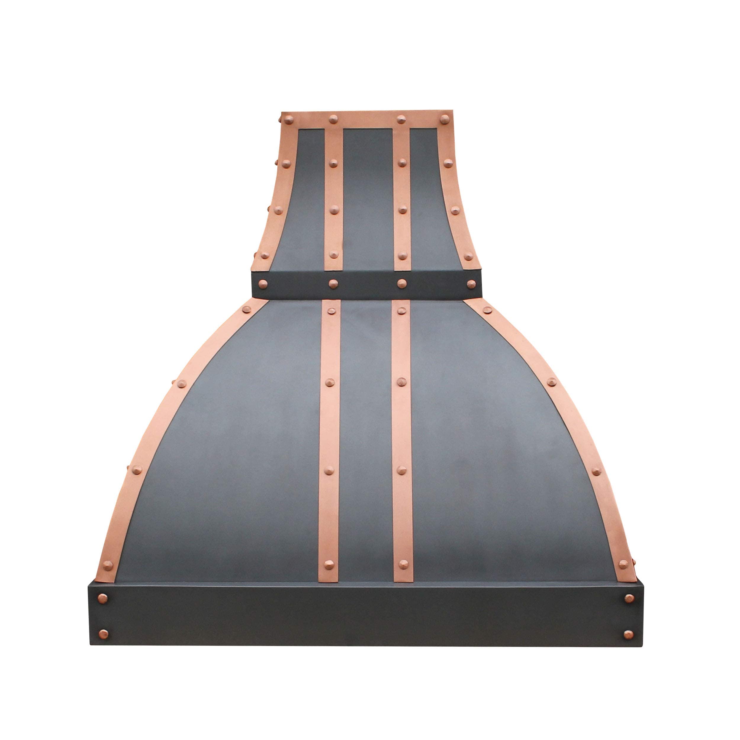 SINDA Island Mount Copper Range Hood Light Hammered-Natural Copper 42"W x 42"H, Custom Hammered 16 Gauge Solid Copper Range Hood with 304 Stainless Steel Vent and Fan Motor, H1STRLNI4242 product image