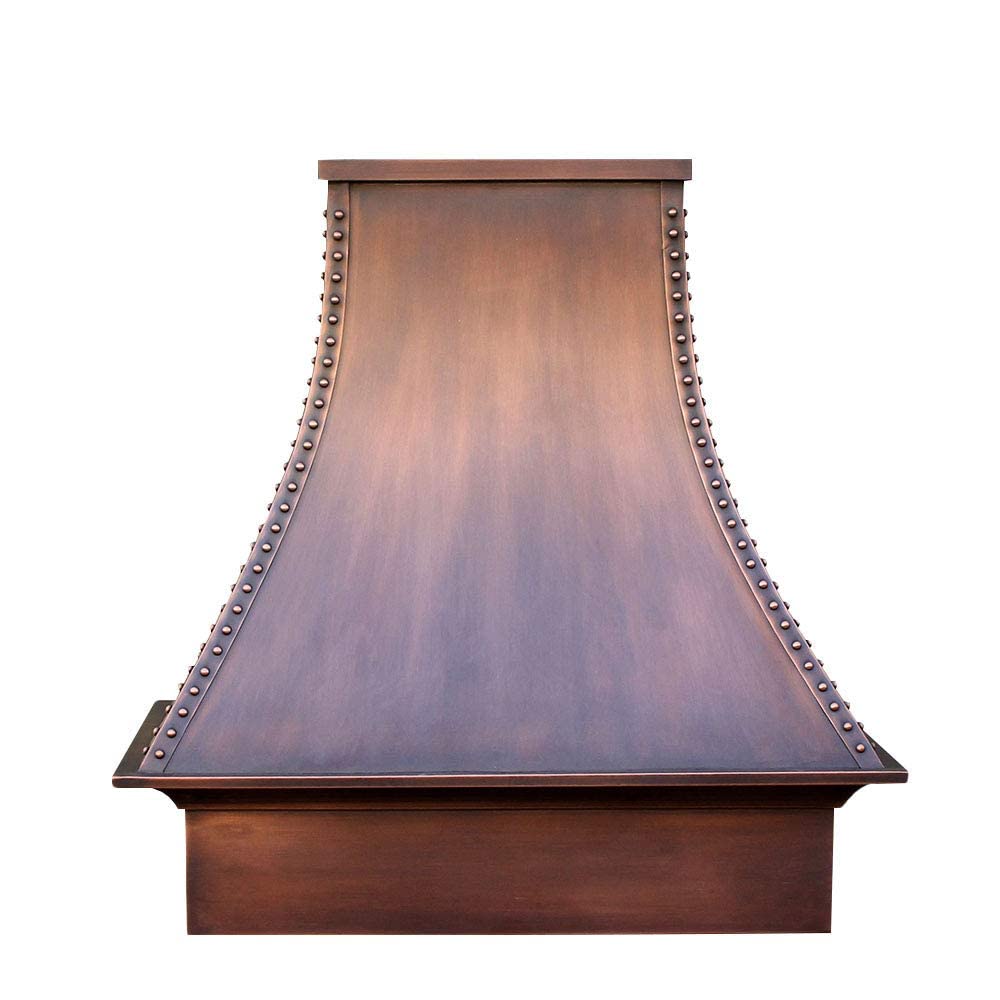 SINDA Island Mount Copper Range Hood Light Hammered-Natural Copper 36"Wx48"H, Hand-Hammered Copper Vent Hood Comes with SUS304 Professional Range Hood Insert, H27STRLNI3648 product image