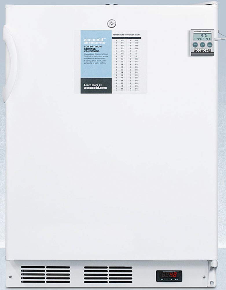 Summit Appliance Accucold FF6LWBIPLUS2ADA 24-Inch Wide Built-In All-Refrigerator - ADA Compliant; White; NIST Calibrated Temperature Display; Digital Thermostat; RHD Right-Hand Door Swing product image