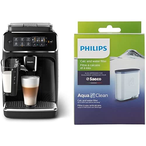 Philips 3200 Series Fully Automatic Espresso Machine with LatteGo, Black, EP3241/54 with Philips Saeco AquaClean Filter Single Unit, CA6903/10 product image