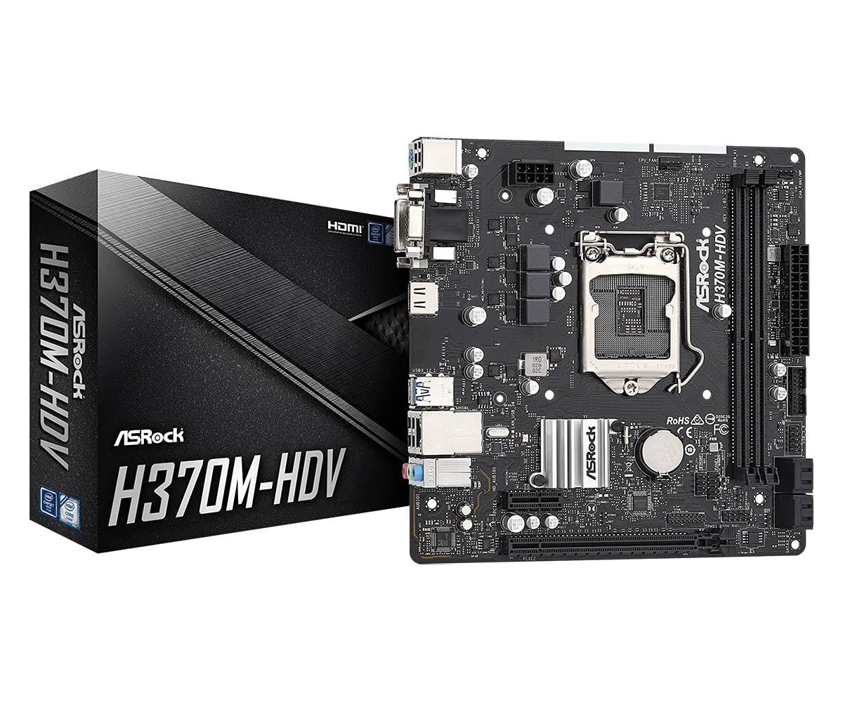 ASRock H370M-HDV LGA1151/ Intel H370/ DDR4/ SATA3&USB3.2/ Micro ATX Motherboard product image