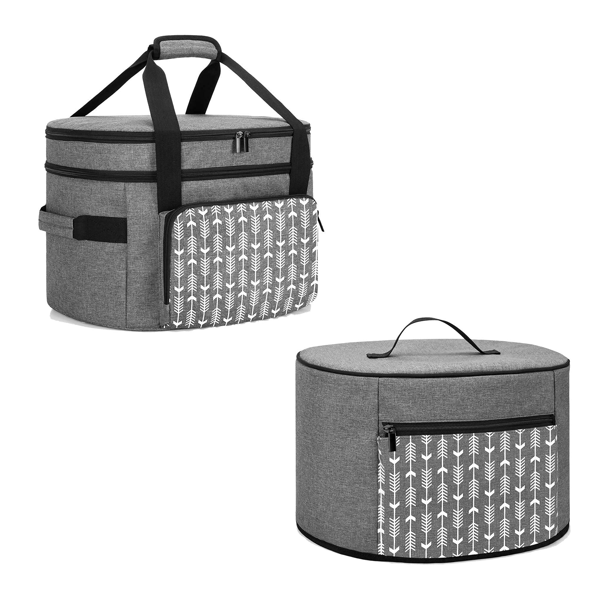 YARWO Slow Cooker Travel Bag with Bottom Board and Dust Cover Compatible with Crock-Pot and Hamilton Beach 6-8 Quart Oval Slow Cooker, Slow Cooker Carrier, Gray with Arrow product image