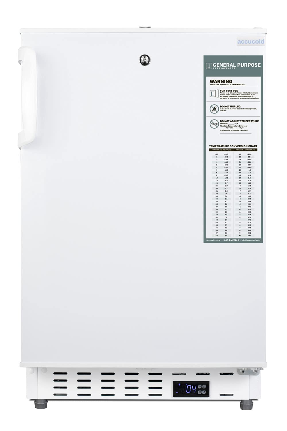 Summit Appliance ADA404REF 20" Wide Built-In All-Refrigerator, ADA Compliant, Factory-installed Lock, 3.32 cu.ft Capacity, Temperature & Open Door Alarms, Automatic Defrost, Adjustable Thermostat product image