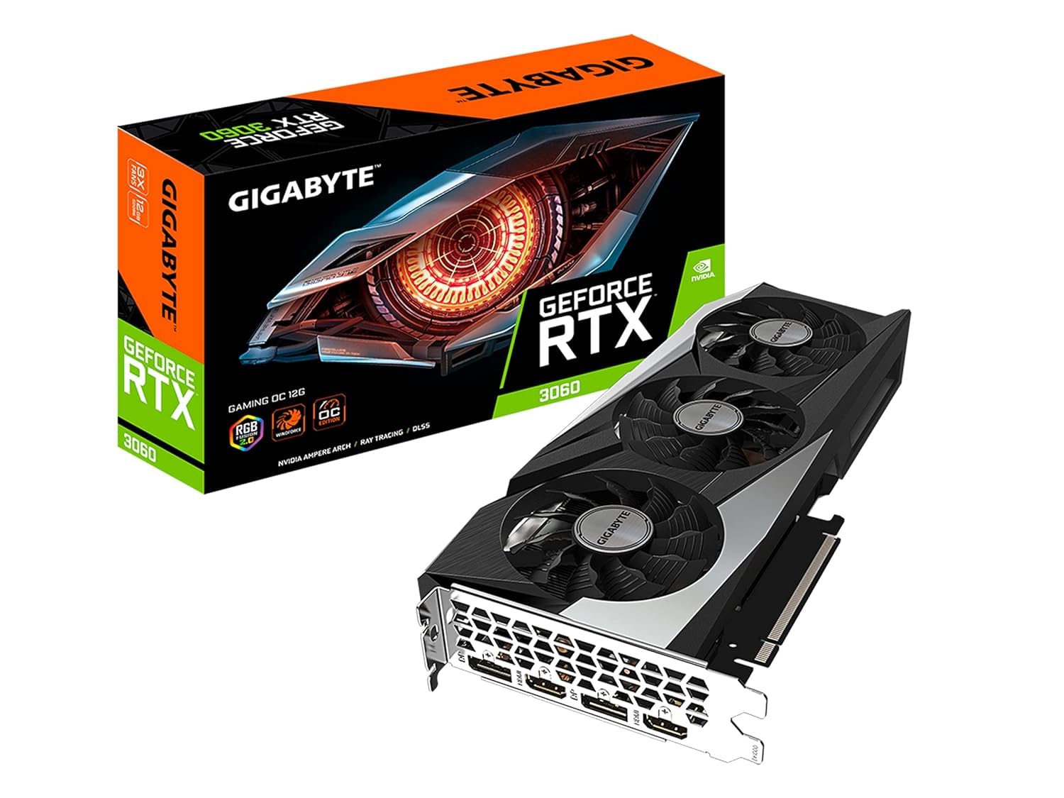 GIGABYTE GeForce RTX 3060 Gaming OC 12G REV2.0 Graphics Card, 3X WINDFORCE Fans, 12GB 192-bit GDDR6, GV-N3060 Video Card product image