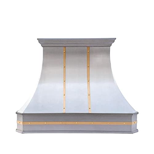 SINDA Hammered Stainless Steel Range Hood, SUS304 Vent with Professional Liner and Internal Motor, SRH3C2TRMI3048L, 30"Wx48"H, Island Mount, Black Stainless Steel product image