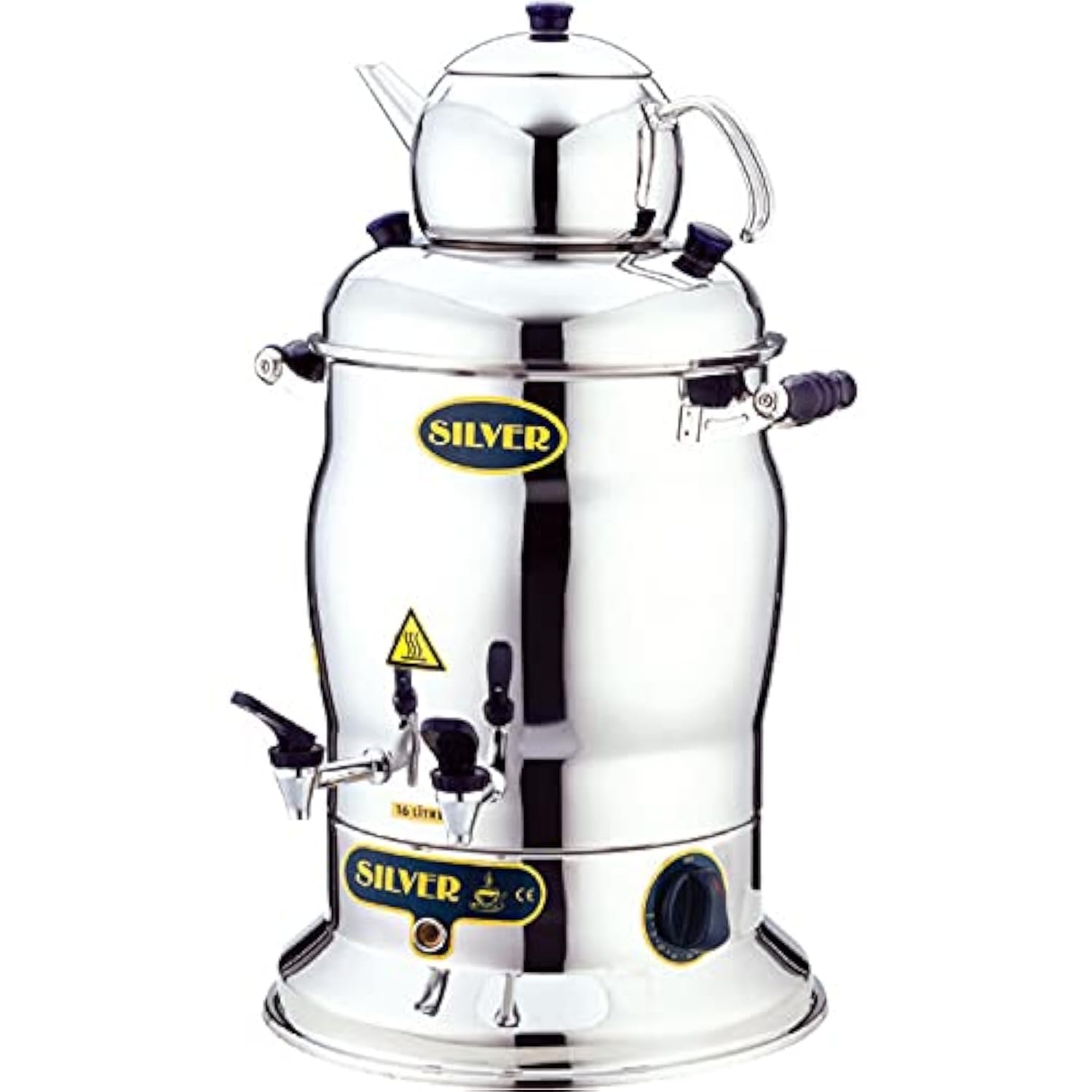 Tubibu Samovar Stainless Steel Electric Turkish Tea Maker Tea Machine 220v EU Plug Silver, 10 liter product image
