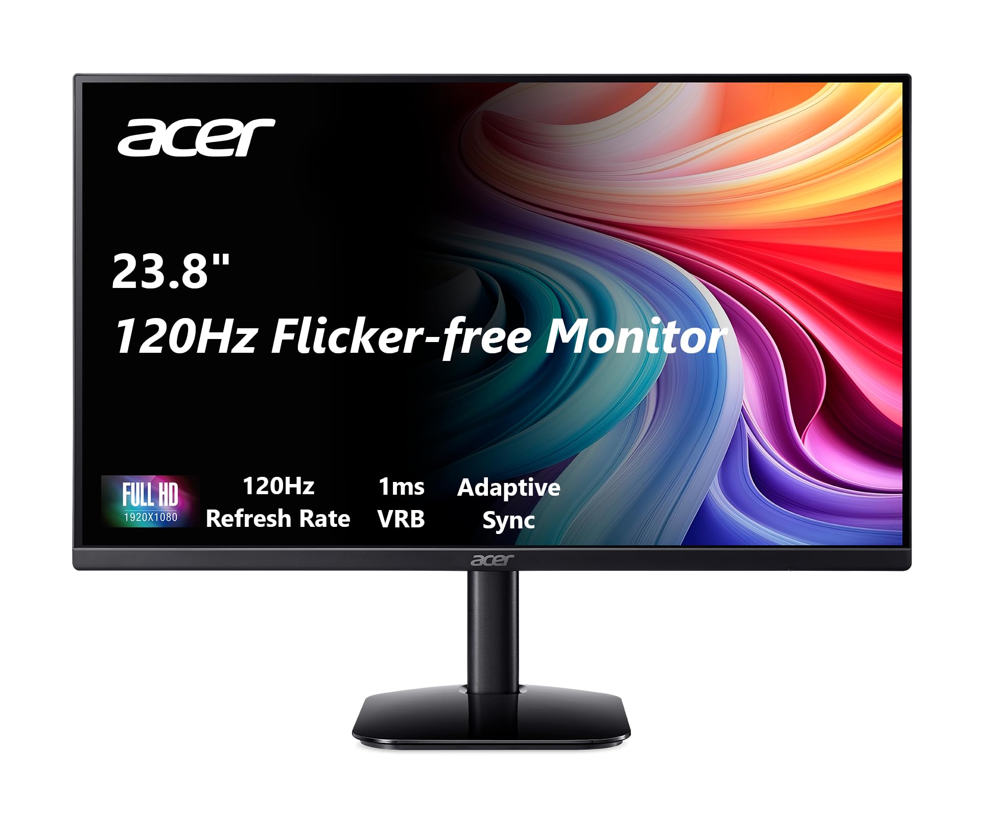 acer KB242Y - 23.8 Inch IPS Zero-Frame Full HD 1920 x 1080 Monitor | Tilt | Up to 120Hz Refresh | 1ms VRB | sRGB 99% | HDMI & VGA Ports | Adaptive-Sync Support FreeSync Compatible product image