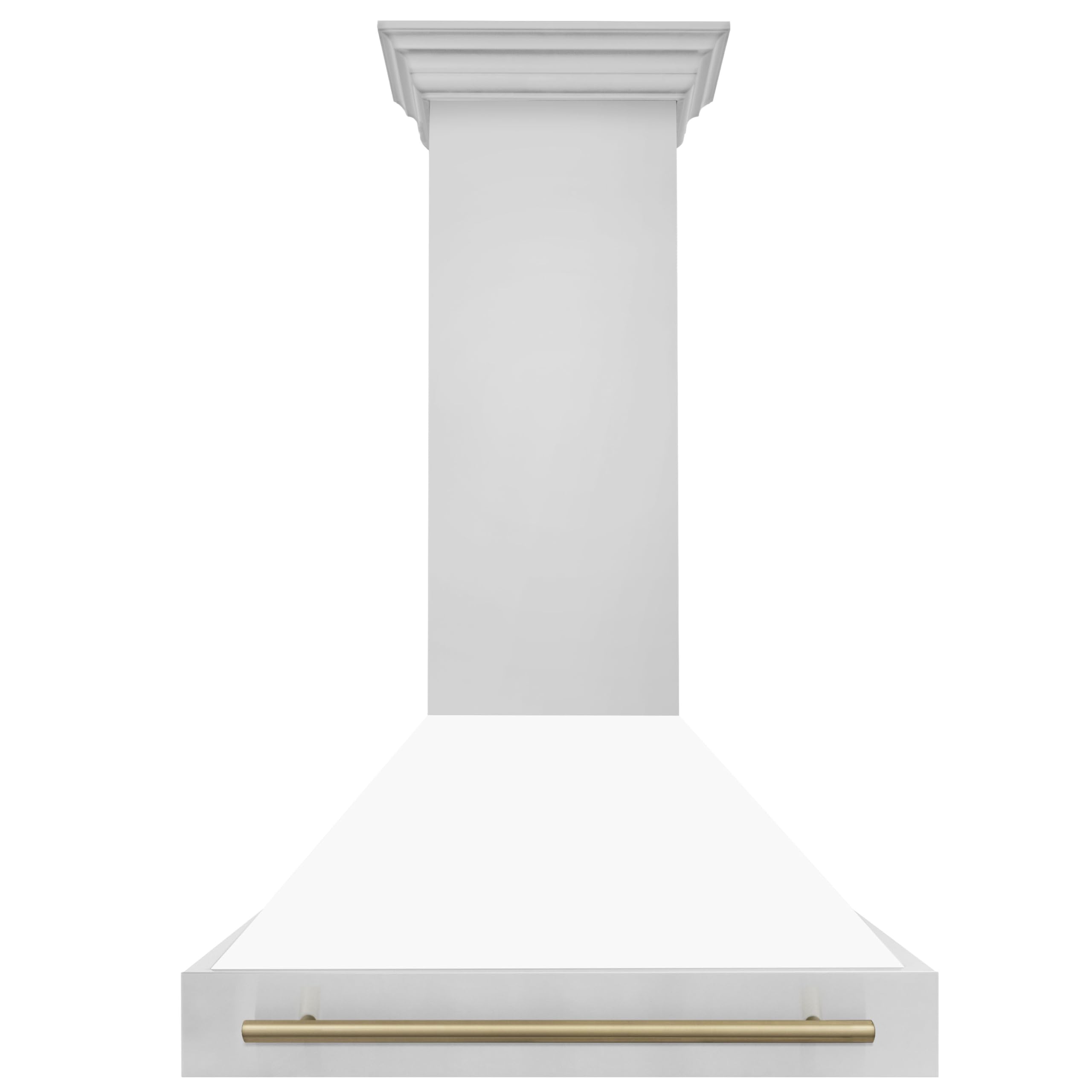 36" ZLINE Autograph Edition Stainless Steel Range Hood with White Matte Shell and Champagne Bronze Handle 8654STZ-WM36-CB product image