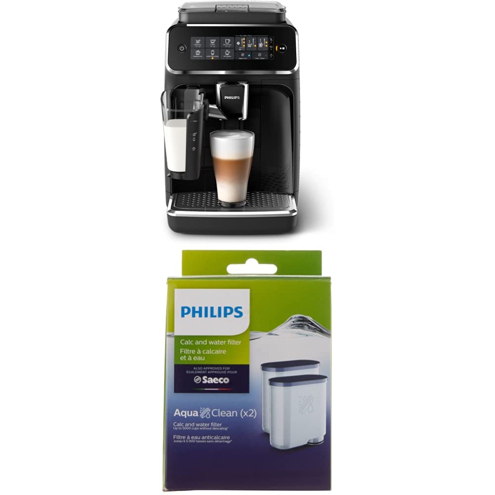Philips 3200 Series Fully Automatic Espresso Machine w/LatteGo, Black, EP3241/54 + Philips Saeco AquaClean Filter 2 Pack, CA6903/22 product image