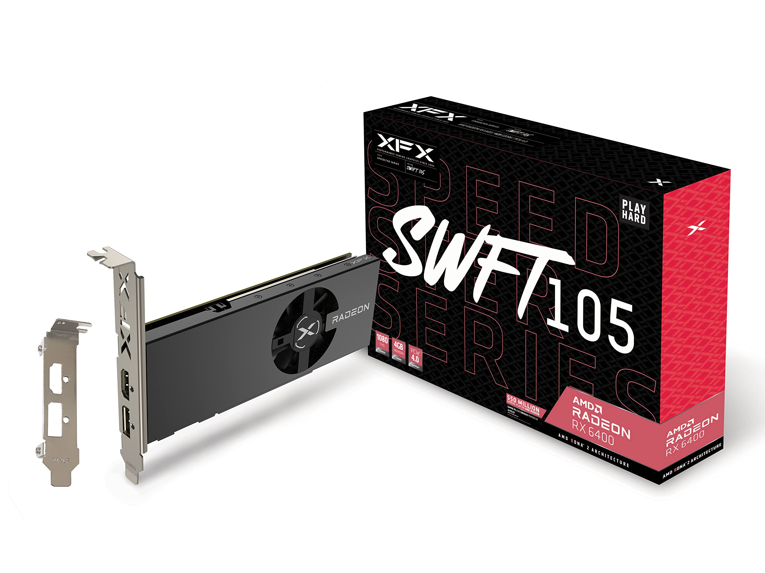 XFX Speedster SWFT105 Radeon RX 6400 Gaming Graphics Card with 4GB GDDR6, AMD RDNA 2 RX-64XL4SFG2 product image