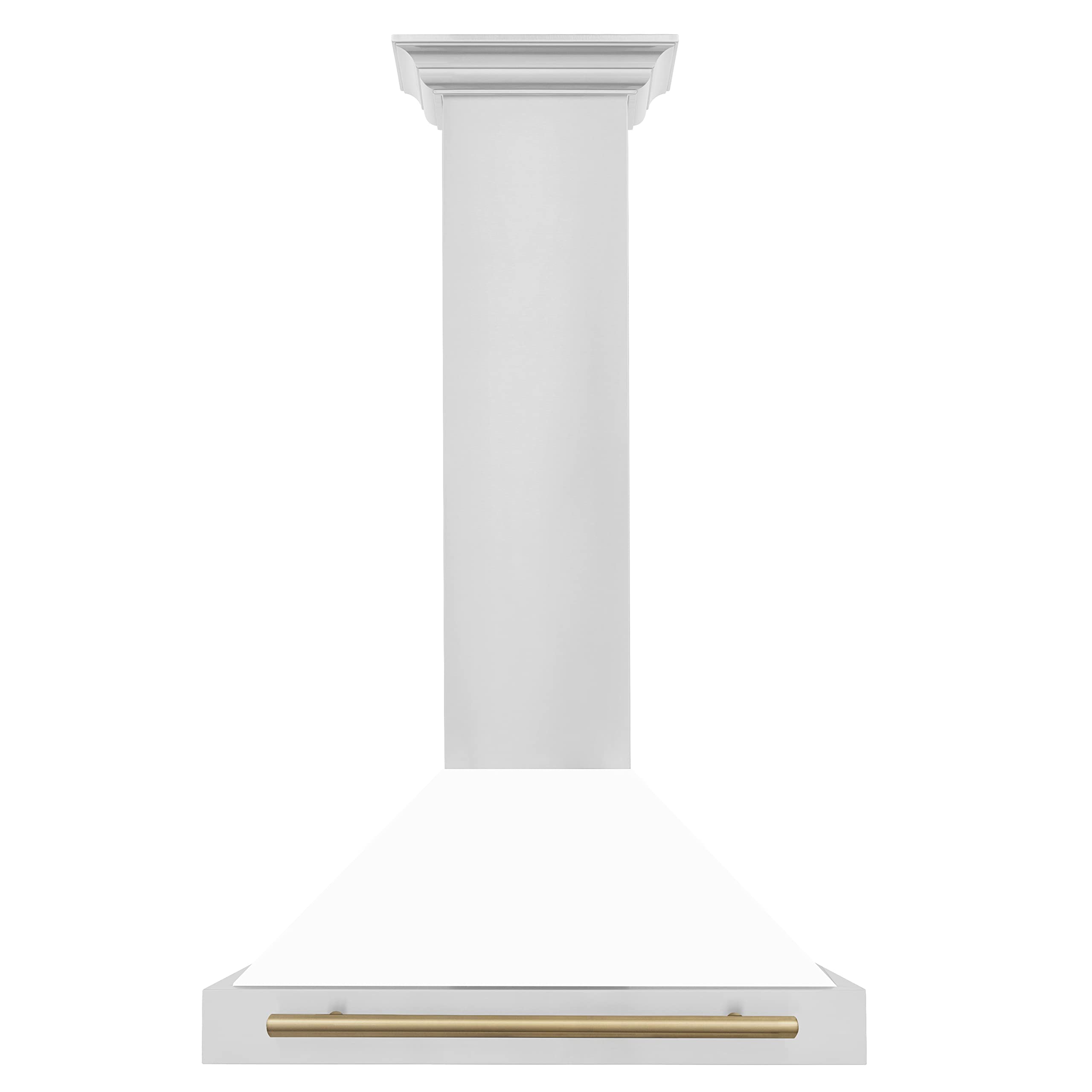 ZLINE 30" Autograph Edition Stainless Steel Range Hood with White Matte Shell and Champagne Bronze Accents product image