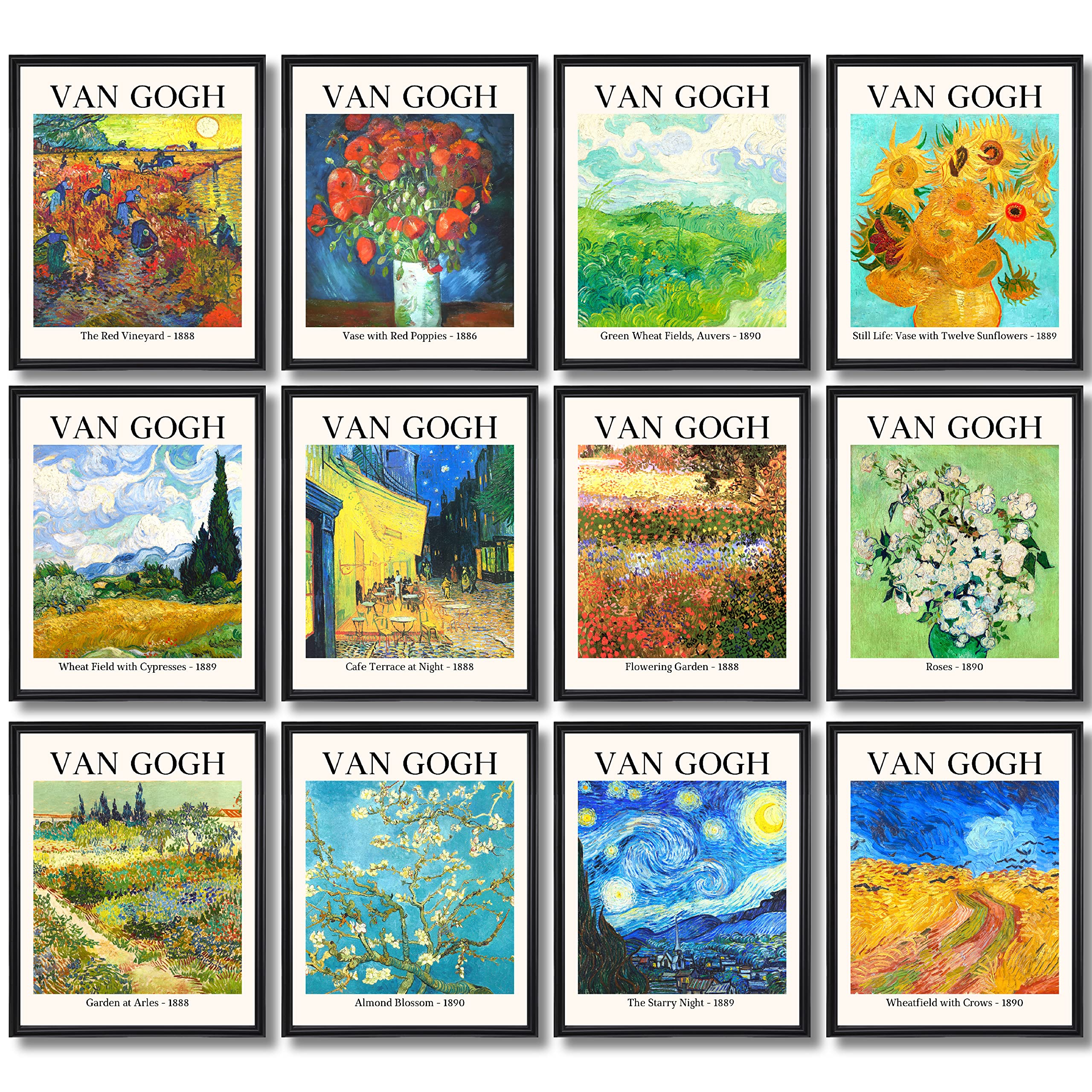 97 Decor Vincent Van Gogh Wall Art - Van Gogh Art Posters, VanGogh Sunflowers Starry Night Prints, Famous Artist Paintings Impressionist Museum Gallery Exhibition for Bedroom Decor 8x10 UNFRAMED product image