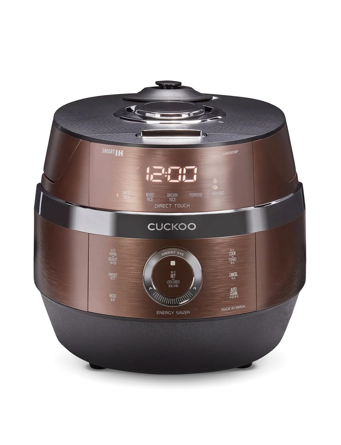 CUCKOO High Pressure Rice Cooker 6-Cup Uncooked / 12-Cup Cooked with Induction Heating Technology, Versatile Rice Maker with 16 Menu Options and Steam Plate, Voice Guide, Copper CRP-JHR0609F product image