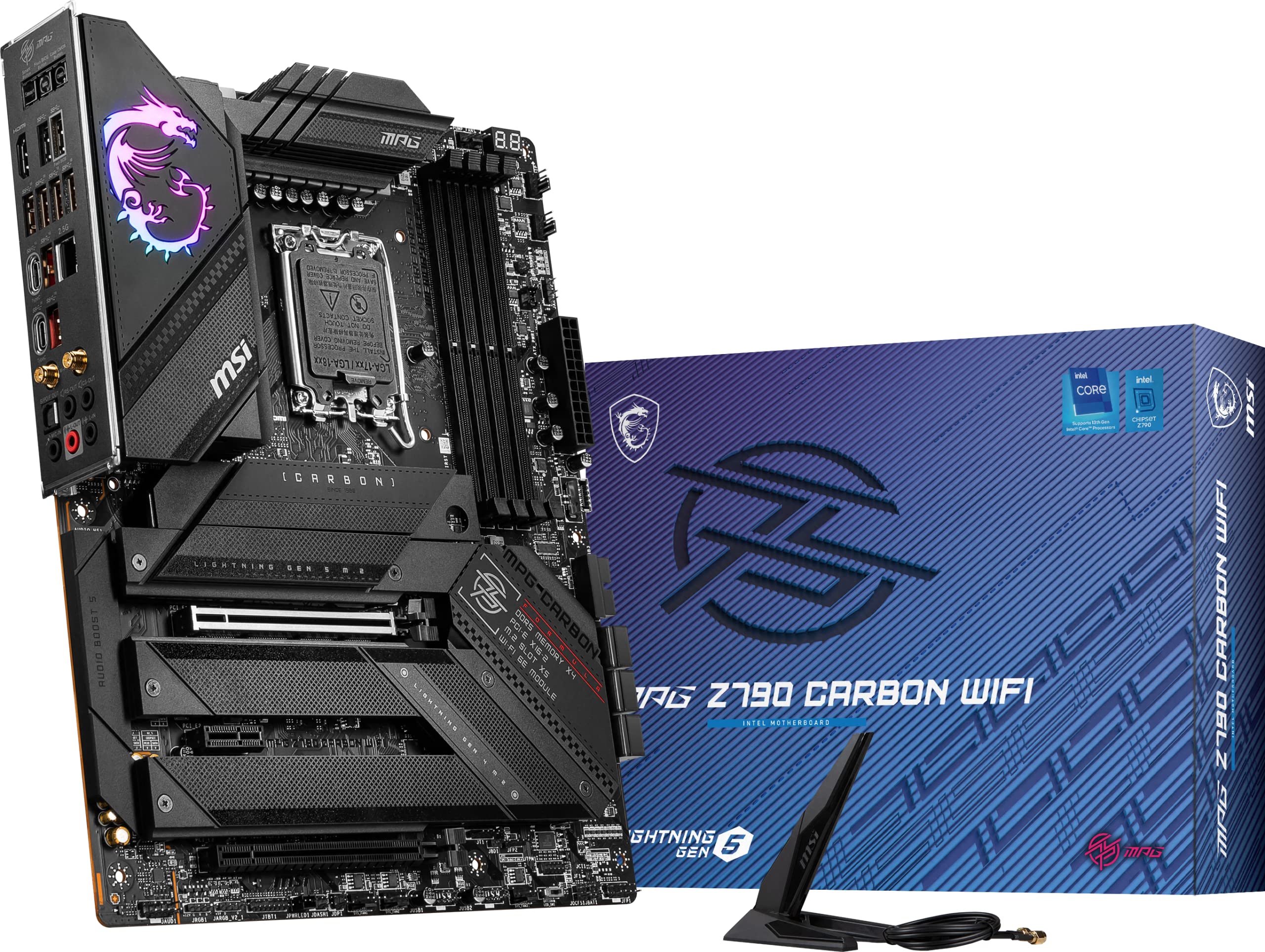 MSI MPG Z790 Carbon WiFi Gaming Motherboard Supports 12th/13th Gen Intel Processors, LGA 1700, DDR5, PCIe 5.0, M.2, 2.5Gbps LAN, USB 3.2 Gen2, Wi-Fi 6E, ATX product image