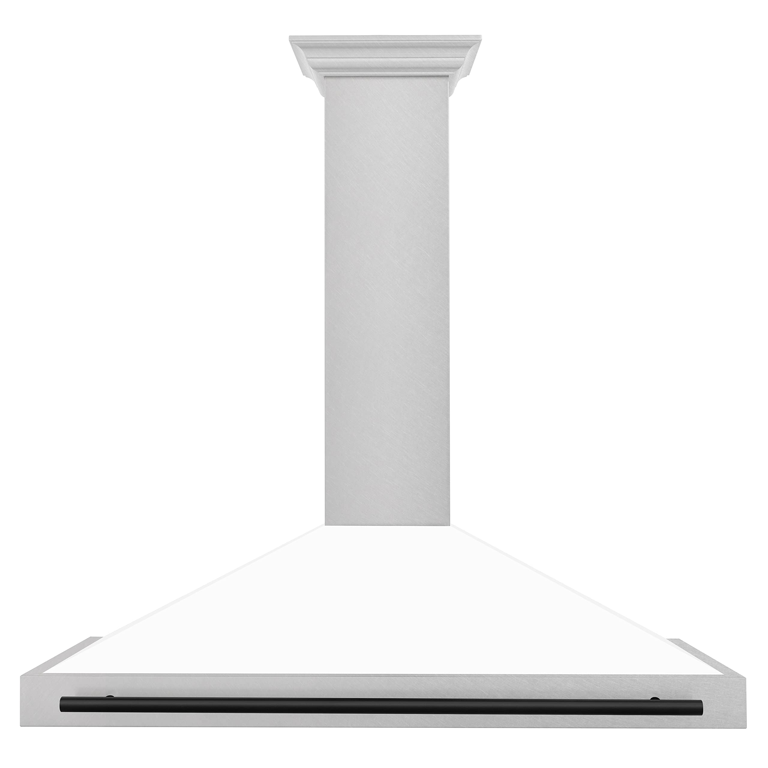 ZLINE Autograph Edition 48 in. Convertible Satin Stainless Steel Wall Mount Range Hood with White Matte Shell and Matte Black Handle KB4SNZ-WM48-MB product image
