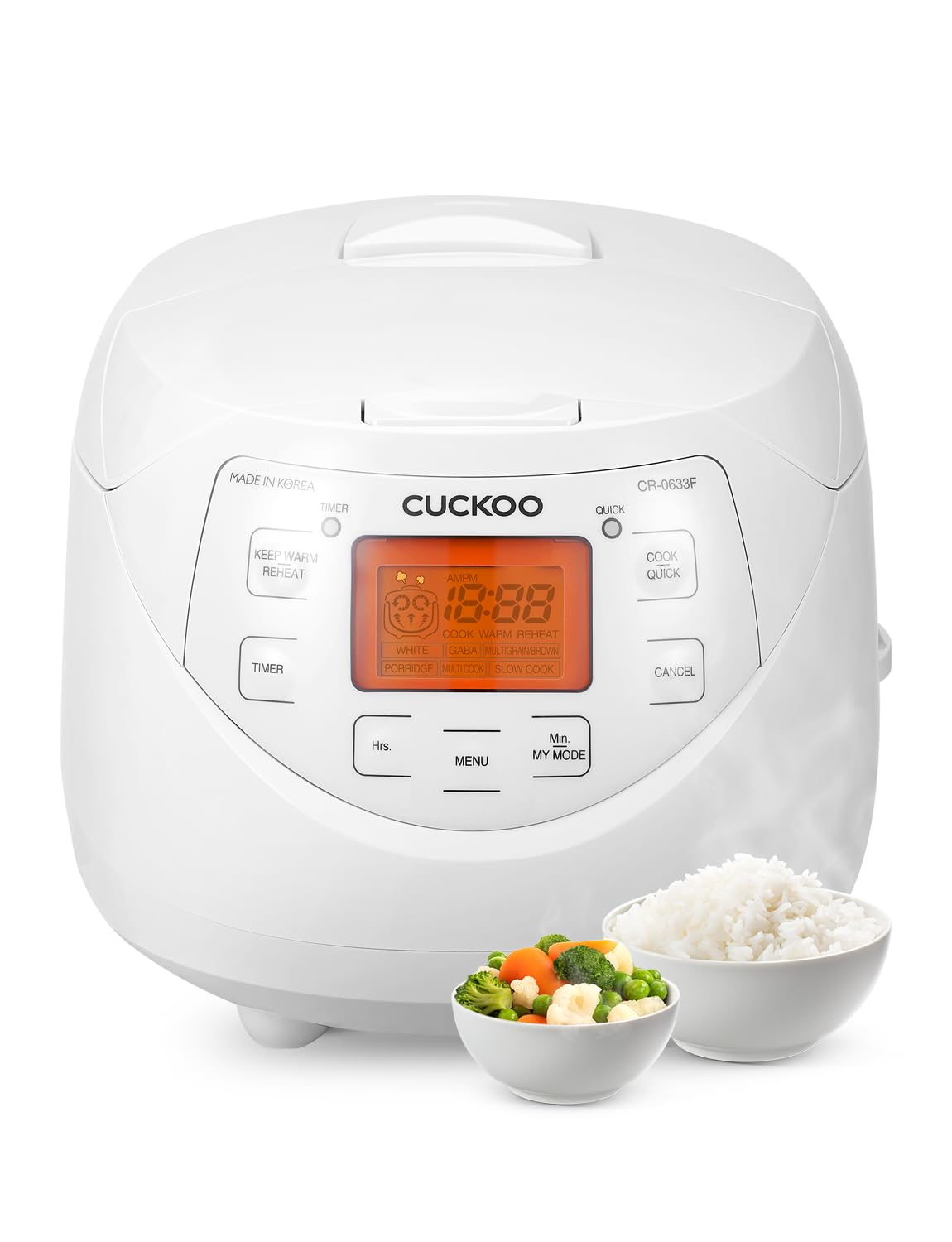 CUCKOO Micom Rice Cooker 6 Cup Uncooked / 12 Cup Cooked, Korean Fuzzy Logic Rice Cooker with Delay Timer & Keep Warm Setting, Versatile Food Steamer with Non-Stick Inner Pot, White CR-0633F product image