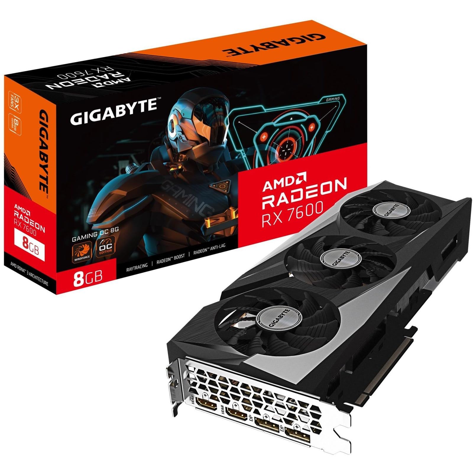 Gigabyte VGA GBT RX 7600 8GB Gaming OC Graphics Card product image
