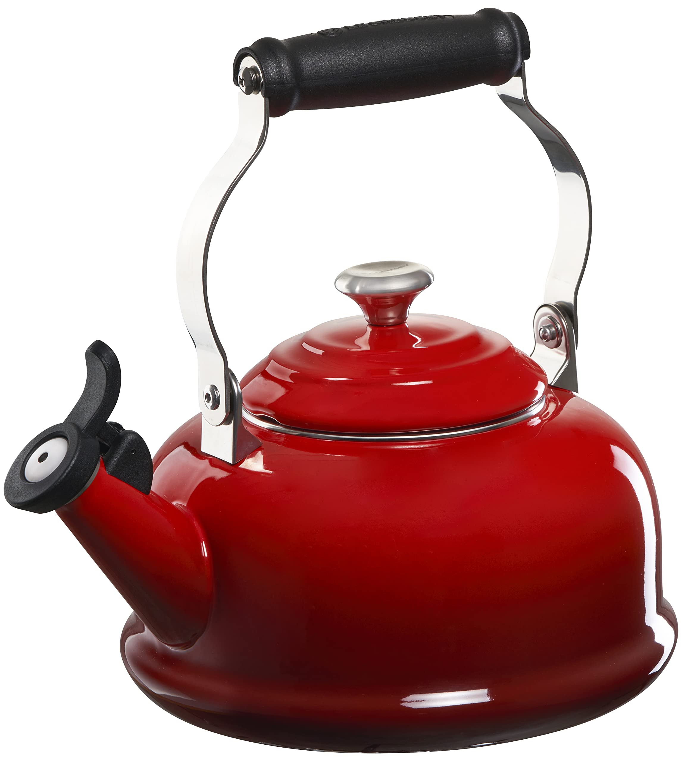 Le Creuset Enamel On Steel Whistling Tea Kettle with Metal Finishes, 1.7 qt., Cerise product image