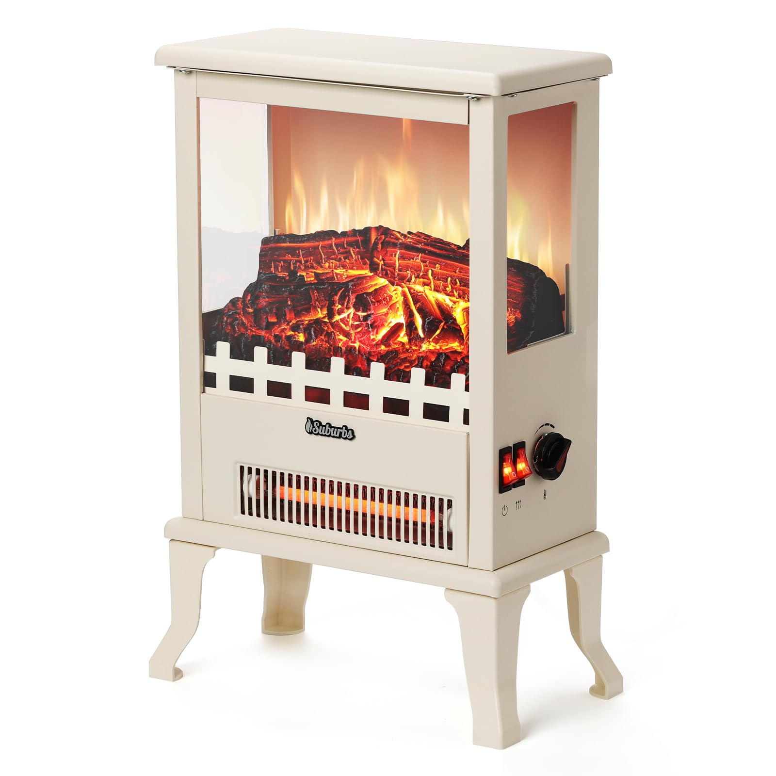 19" 1500W Infrared Electric Fireplace Stove, 3-Sided View, Realistic Flame, Overheat Protection, CSA Certified - for Small Spaces product image