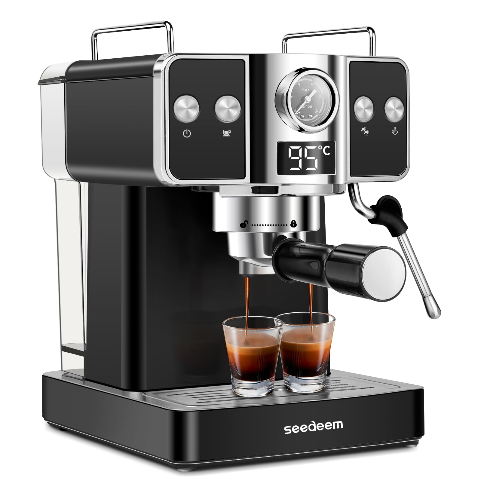 SEEDEEM Espresso Machine,20 Bar Espresso Maker with Milk Frother,Stainless Steel Latte and Cappuccino Machine with 1.8L60 Fl Oz Removable Water Tank product image