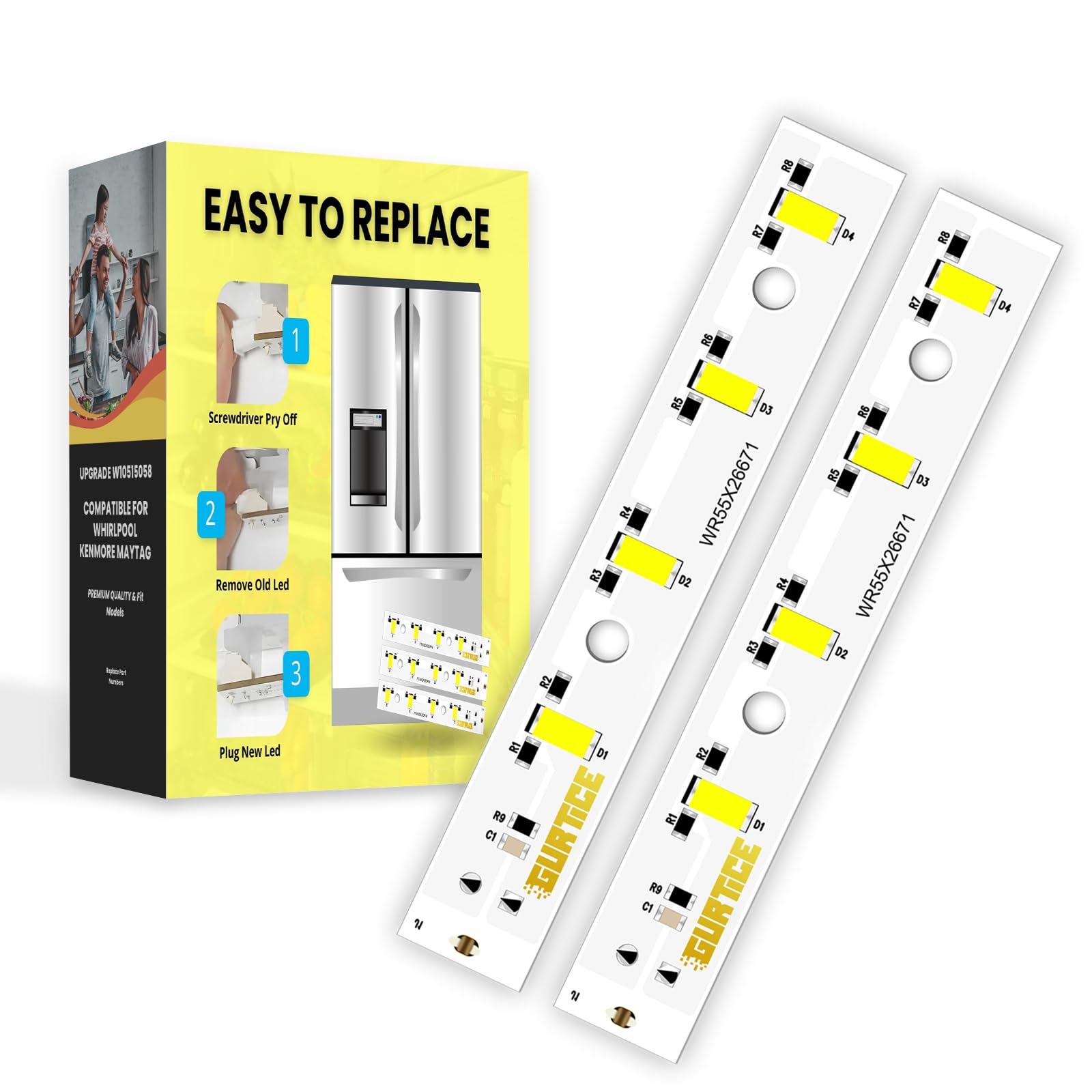 New Upgraded 2 Pack WR55X26671 PS11767930 AP6035586 Led Light Board Compatible for GE Refrigerator Replace 4468532 EAP11767930 LED3344588 product image