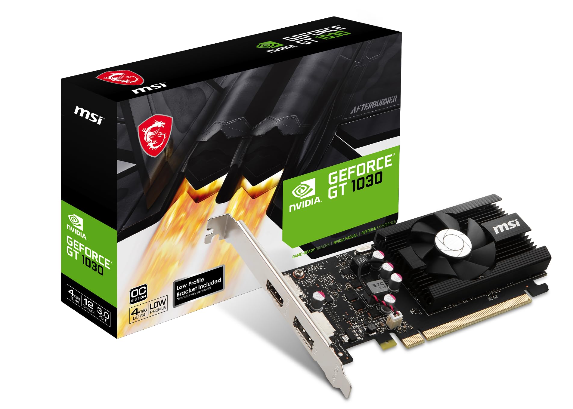 msi Gaming GeForce GT 1030 4GB DDR4 64-bit HDCP Support DirectX 12 DP/HDMI Single Fan OC Graphics Card GT 1030 4GD4 LP OC product image