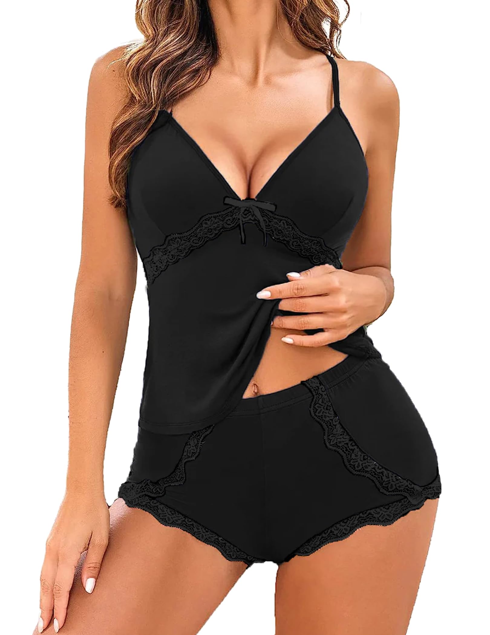 Avidlove Sexy Pajamas Set for Women Lace Modal Cute Lingerie Sets 2 Piece Cami Pj Shorts Set Sleepwear product image