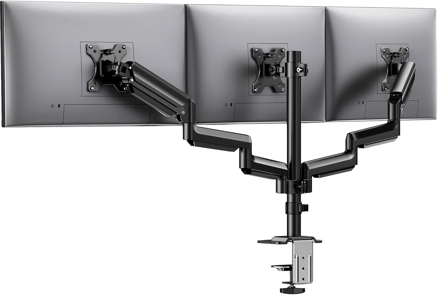 HUANUO Triple Monitor Mount for 13-27 inch Computer Screens, Gaming 3 Monitor Desk Mount with Arm Holds 19.8lbs, Triple Monitors Stand with Tilt, Swivel, Rotation, VESA 75x75, 100x100mm product image