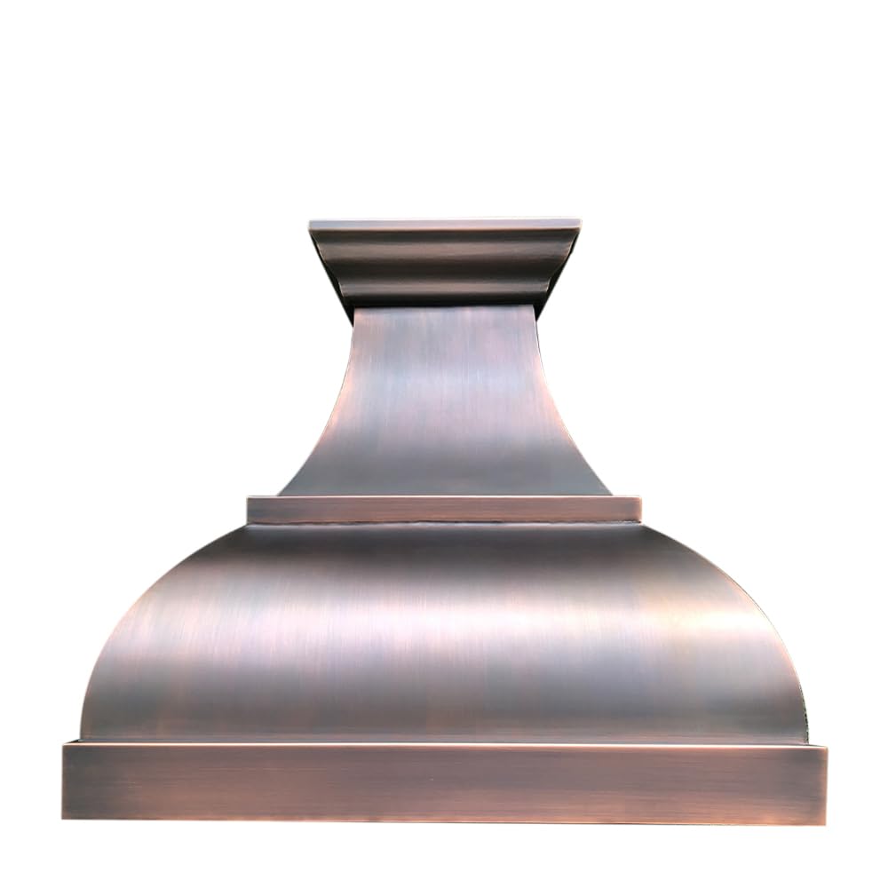 CT Copper Tailor Copper Vent Hood Wall Mount,42&rsquo;&rsquo; W,48&rsquo;&lsquo;H, 1150 CFM Exhaust Fan,Stainless Steel Vent,LED Light,Dishwasher-Safe Baffle Filters,Smooth Texture-Medium Patina,CT-VH1 product image