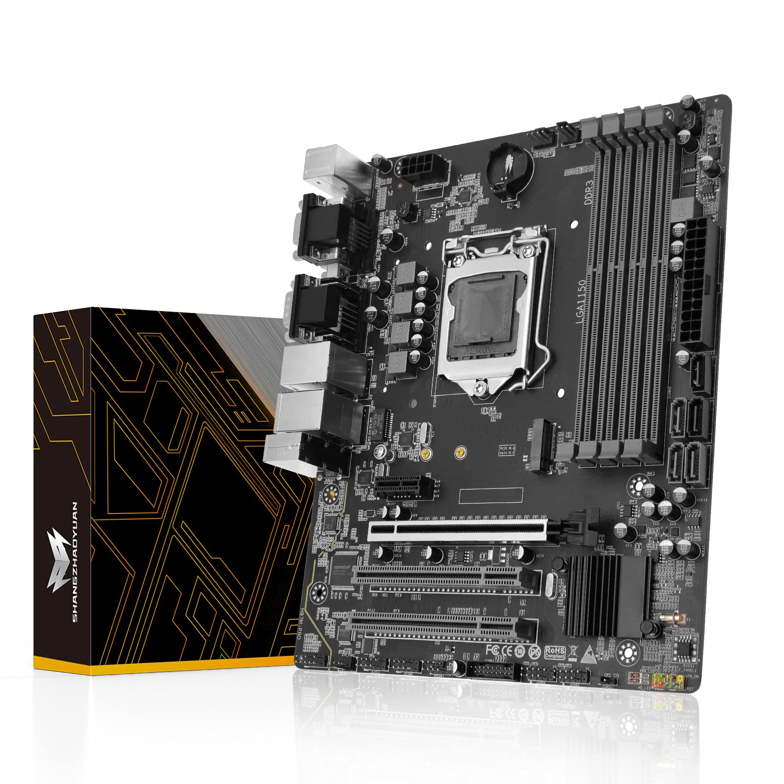 H97M PRO LGA 1150 Motherboard for Intel 4th 5th gen Core i3 i5 i7/Pentium/Xeon Processor Micro ATX, 4DDR3 Slots, SATA 3.0, USB 3.0, NVME M.2, PCIe 3.0 product image