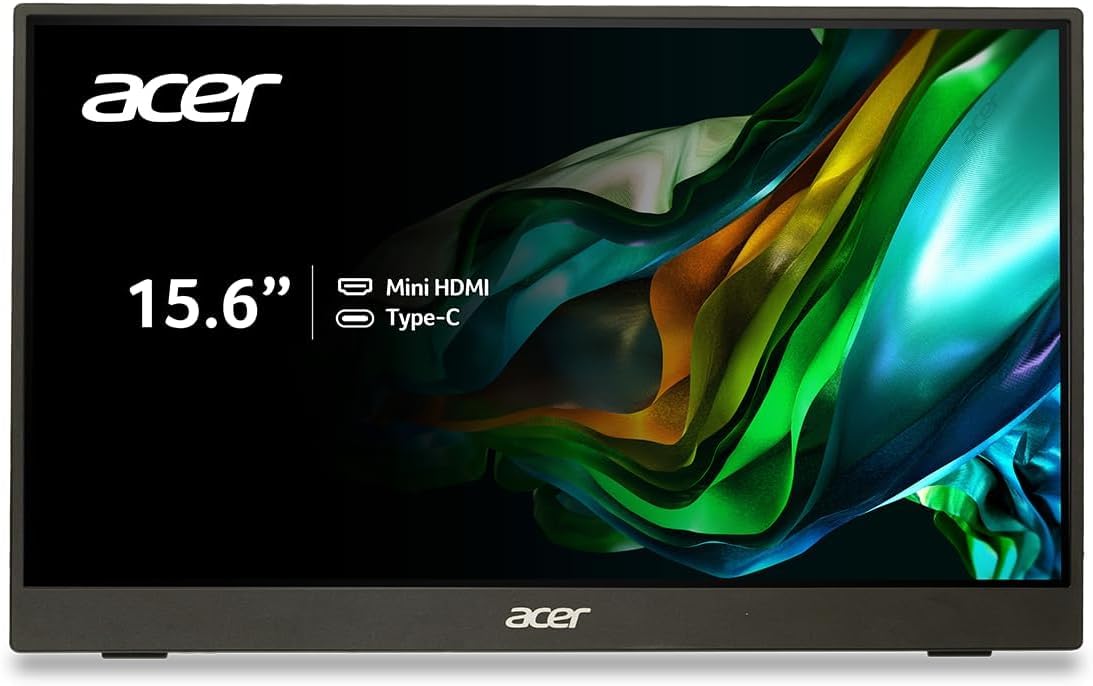 acer PM161Q Bbmiuux 15.6" Full HD 1920 x 1080 IPS Business Slim Portable Monitor | AMD FreeSync | External Monitor for Laptop PC Mac I Two 1W Speakers | 2 - USB 3.1 Type-C Ports & 1 - Mini HDMI product image