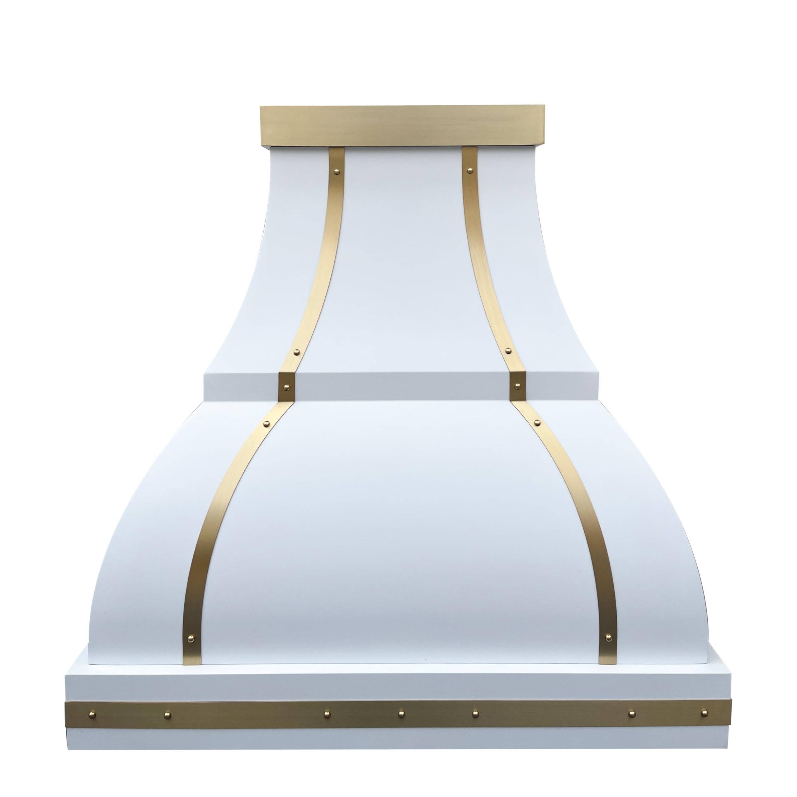 White Stainless Steel Range Hood Island Mount 42&rsquo;&rsquo; W,27&rsquo;&rsquo; H, CT Copper Tailor Custom Handmade Metal Kitchen Vent Hood, With 4-Speed Exhaust Fan & LED Light,SH1-2TRM-W product image