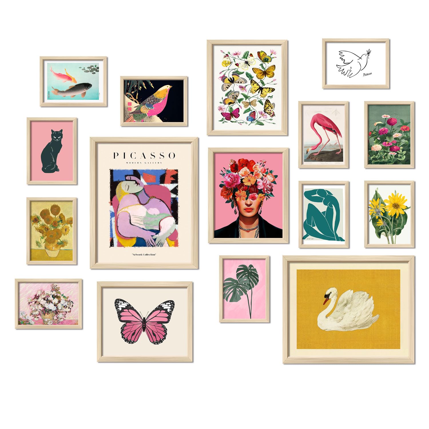 16 PCS Framed Eclectic Wall Art Decor, Modern Maximalist Home Gallery Wall Frame Set Prints for Bedroom Bathroom, Posters for Living Room Aesthetic, Colorful Dorm Artwork Collage Kit Pictures product image