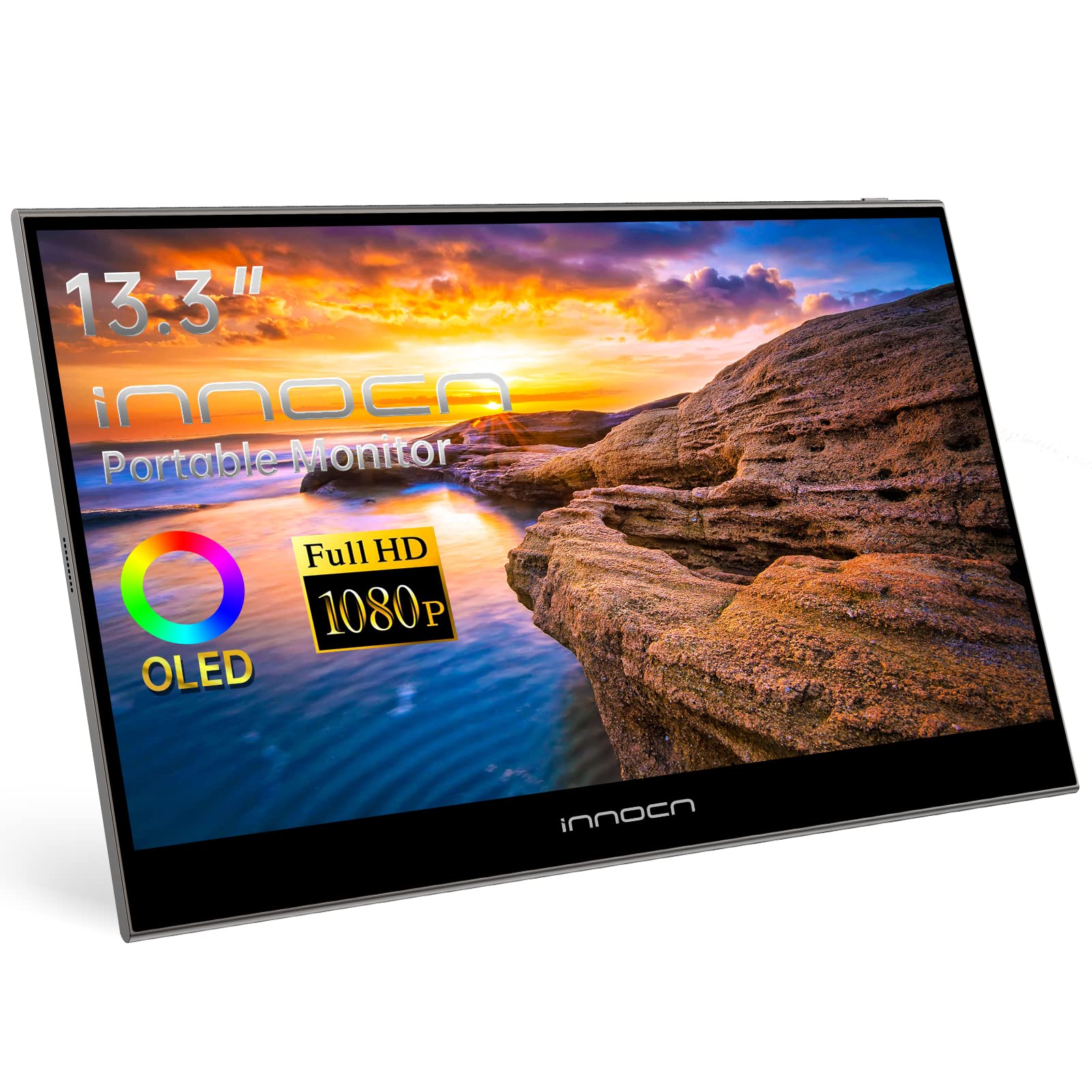 INNOCN Portable Monitor 13.3" OLED 1080P 100% DCI-P3 1MS 100000:1 USB C Plug Play Second Travel Computer Display Mini HDMI Photo Video Editing for Laptop MacBook PC Console product image