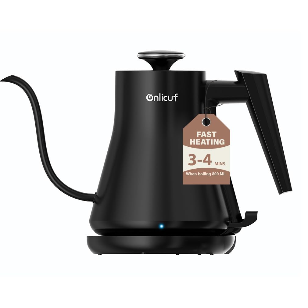 Gooseneck Electric Kettle 0.8L - Matte Black Tea Kettle with Auto Shut Off, Boil-Dry Protection & BPA-Free, Precision Electric Water Kettle for Pour Over Coffee product image