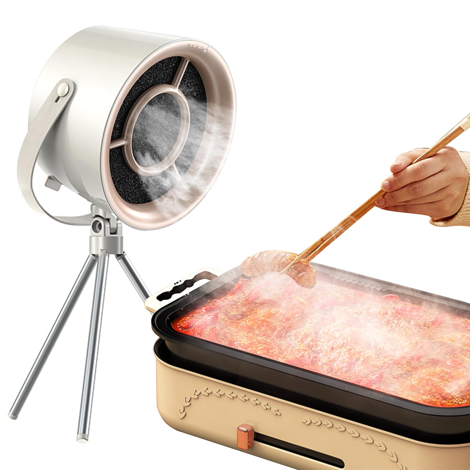 Portable Range Hood for Cooking, Desktop Range Hood with 3 Speeds Adjustment, Hanging Mini Range Hoods Kitchen Exhaust Fan Filtering Fumes for Indoor BBQ, Hot Pot, RV Kitchen Off-white product image