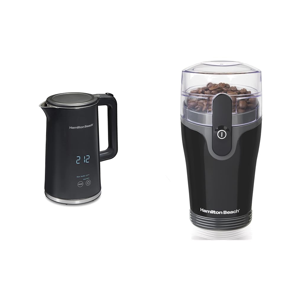 Hamilton Beach Digital Temperature Control Electric Tea Kettle & Fresh Grind Electric Coffee Grinder for Beans product image