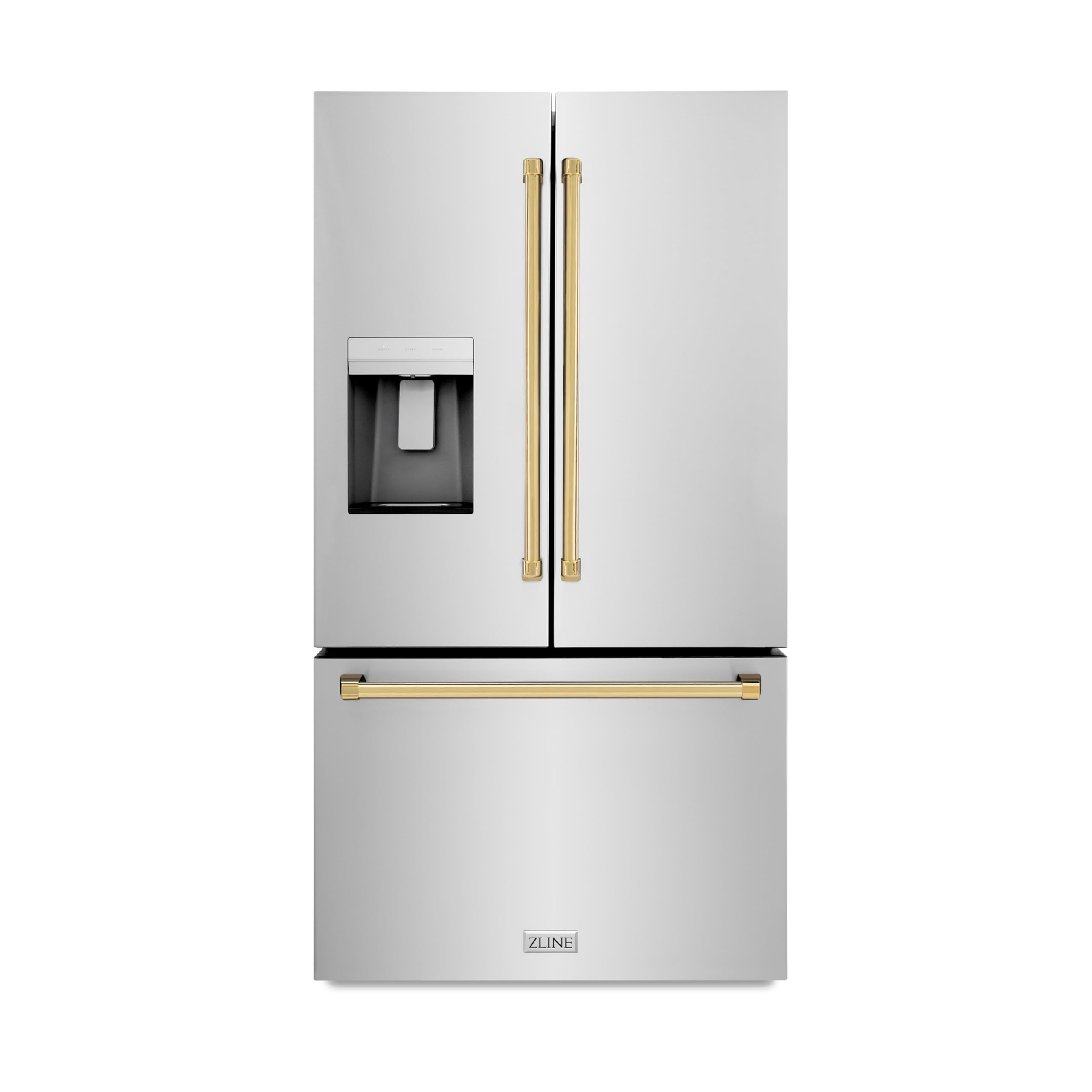 Z Line Kitchen and Bath ZLINE Autograph 36 in. Standard-Depth Refrigerator w/Polished Gold Handles RSMZ-W-36-G product image