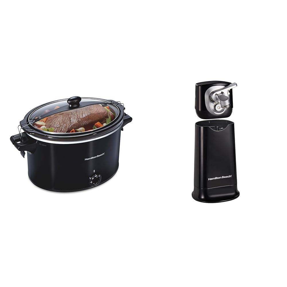Hamilton Beach Slow Cooker, Extra Large 10 Quart, Stay or Go Portable With Lid Lock, Dishwasher Safe & 2-in-1 Electric Automatic Can Opener for Kitchen product image