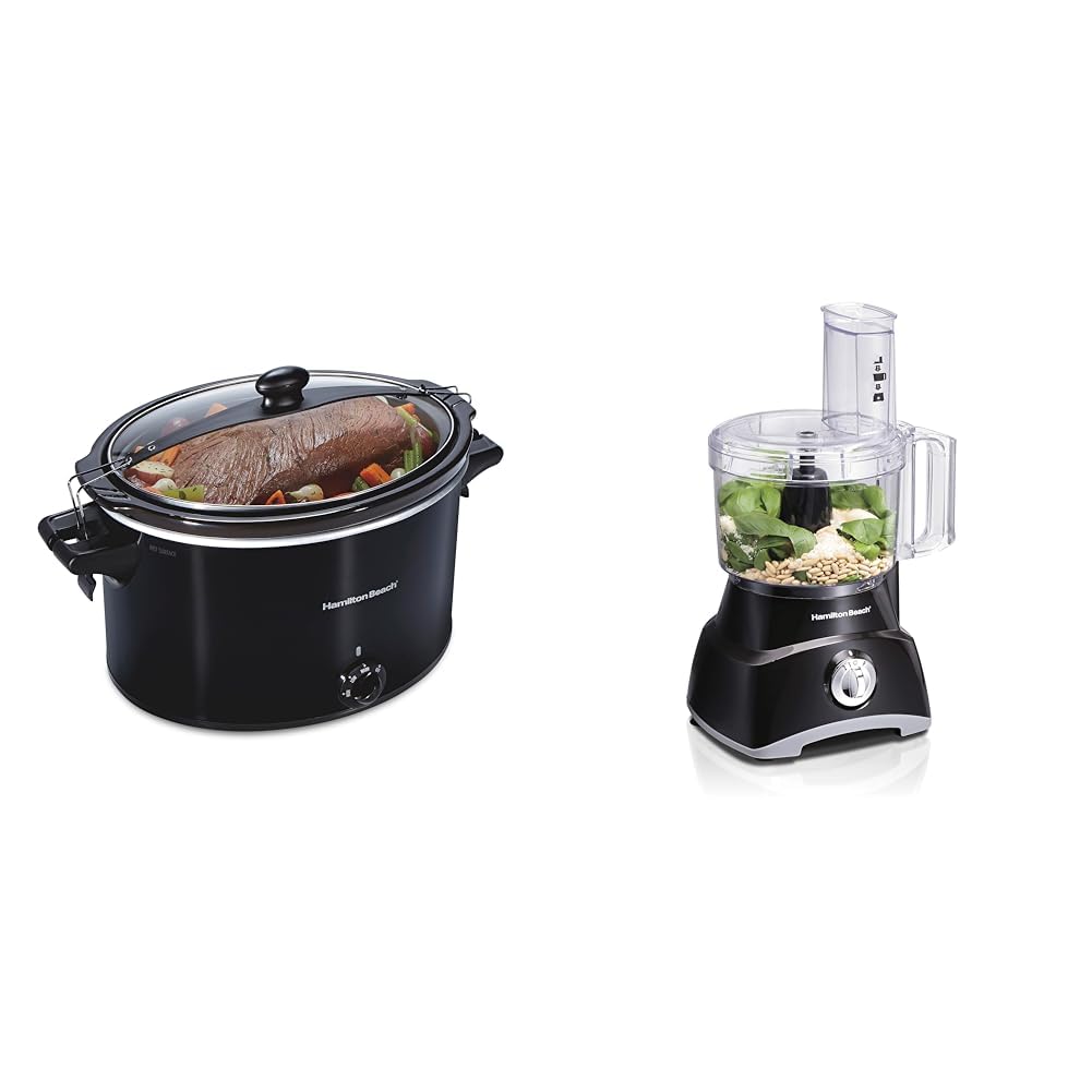Hamilton Beach Slow Cooker, Extra Large 10 Quart, Stay or Go Portable With Lid Lock, Dishwasher Safe & Food Processor & Vegetable Chopper for Slicing, Shredding, Mincing, and Puree product image